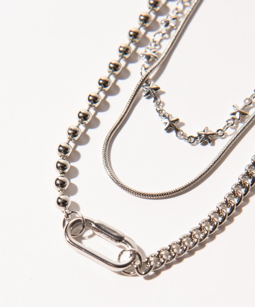 glamb(グラム)の「Triple Layer Necklace / トリプルレイヤーネックレス(ネックレス・メンズ・ブラック/シルバー・FREE)」の10枚目の写真