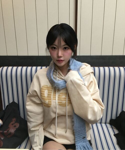 GRAVER（グレーバー）の「[ユニセックス]GRAE-Sストライプフードパーカー_クリーム（パーカー・レディース・アイボリー・SMALL/MEDIUM/LARGE）」の3枚目の写真