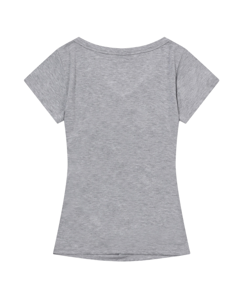 MUCENT(ムセント)の「ヤティサイドシャーリングVネック半袖ティー(4色)(Tシャツ/カットソー・レディース・チャコール/ホワイト/グレー/ブラック・FREE)」の10枚目の写真