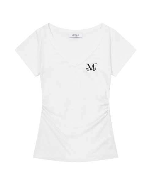 MUCENT(ムセント)の「ヤティサイドシャーリングVネック半袖ティー(4色)(Tシャツ/カットソー・レディース・チャコール/ホワイト/グレー/ブラック・FREE)」の13枚目の写真