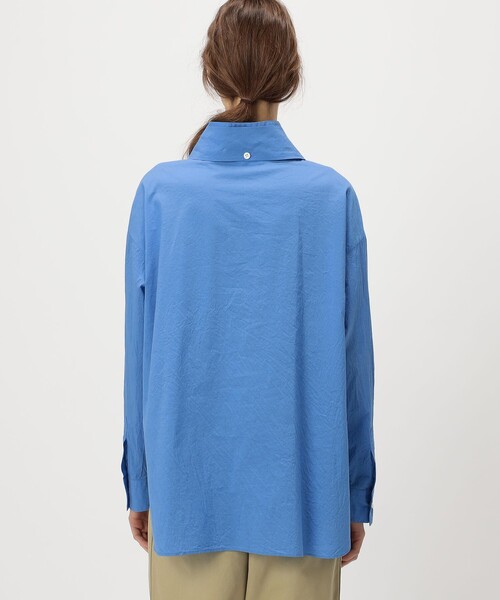 GALERIE VIE(ギャルリー ヴィー)の「コットンシルクブロード スタンドカラータイシャツ(シャツ/ブラウス・レディース・ライトブルー/ホワイト系その他・FREE)」の6枚目の写真