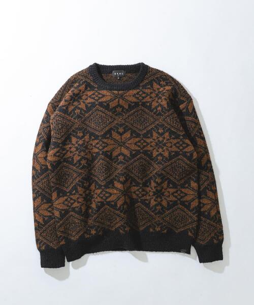 EKAL（エカル）の「ノルディックニットプルオーバー（ニット/セーター・メンズ・ブラウン/レッド・MEDIUM/LARGE）」の2枚目の写真