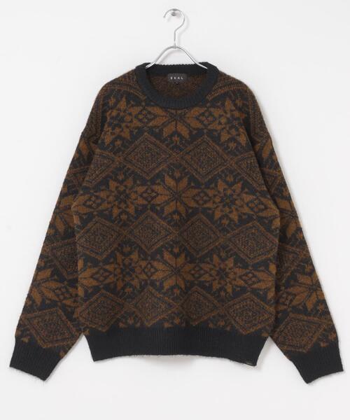 EKAL（エカル）の「ノルディックニットプルオーバー（ニット/セーター・メンズ・ブラウン/レッド・MEDIUM/LARGE）」の4枚目の写真