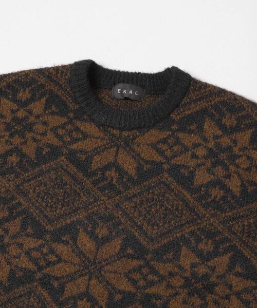 EKAL（エカル）の「ノルディックニットプルオーバー（ニット/セーター・メンズ・ブラウン/レッド・MEDIUM/LARGE）」の5枚目の写真