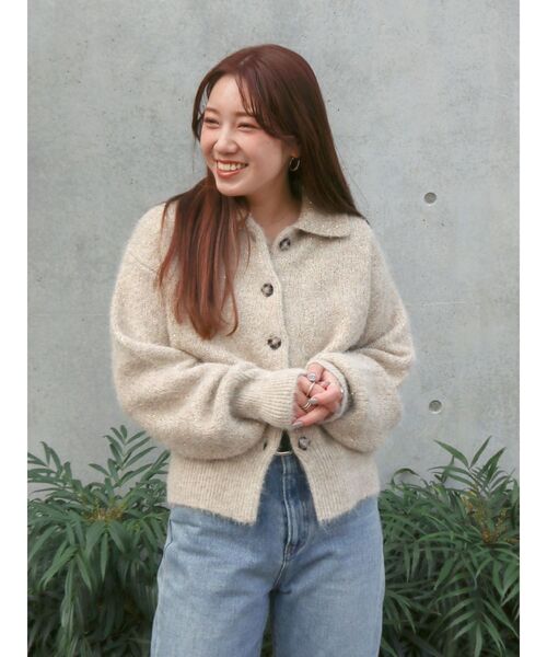 Ungrid（アングリッド）の「スパンコールポロニットカーディガン（カーディガン/ボレロ・レディース・チャコールグレー/オレンジ/ベージュ・FREE）」の2枚目の写真