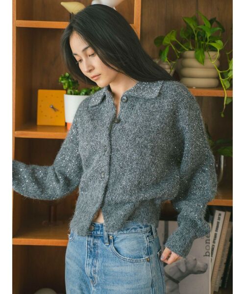 Ungrid（アングリッド）の「スパンコールポロニットカーディガン（カーディガン/ボレロ・レディース・チャコールグレー/オレンジ/ベージュ・FREE）」の5枚目の写真