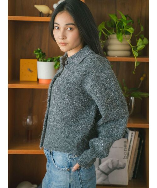 Ungrid（アングリッド）の「スパンコールポロニットカーディガン（カーディガン/ボレロ・レディース・チャコールグレー/オレンジ/ベージュ・FREE）」の6枚目の写真