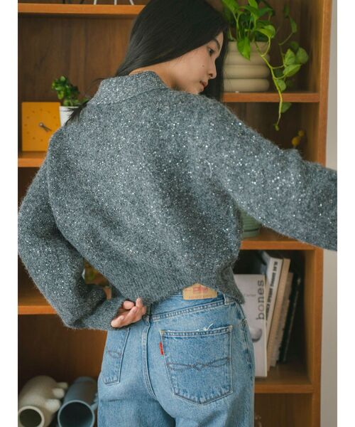 Ungrid（アングリッド）の「スパンコールポロニットカーディガン（カーディガン/ボレロ・レディース・チャコールグレー/オレンジ/ベージュ・FREE）」の7枚目の写真