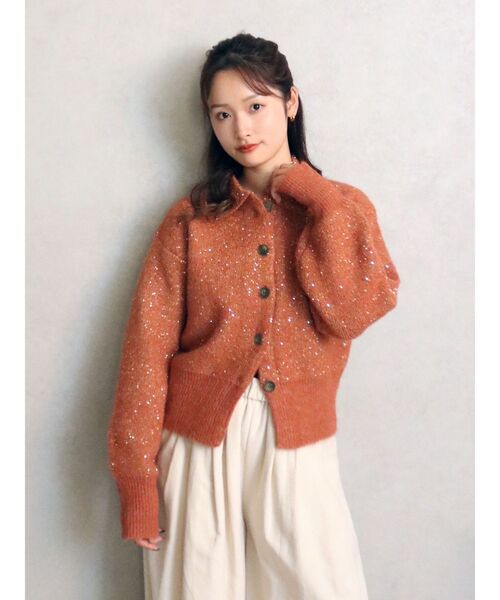 Ungrid（アングリッド）の「スパンコールポロニットカーディガン（カーディガン/ボレロ・レディース・チャコールグレー/オレンジ/ベージュ・FREE）」の21枚目の写真