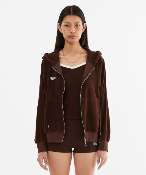 MENASOO（ミナス）の「Terry Raglan Hooded Zip Up_Brown（パーカー・レディース・ブラウン・F）」の2枚目の写真