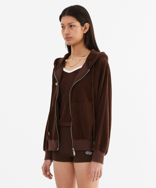 MENASOO（ミナス）の「Terry Raglan Hooded Zip Up_Brown（パーカー・レディース・ブラウン・F）」の3枚目の写真