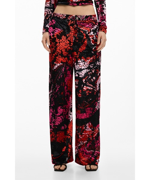 Desigual(デシグアル)の「カラフル花柄プリント ワイドロングパンツ(その他パンツ・レディース・ブラック・S/M/L/XL/XS)」の3枚目の写真