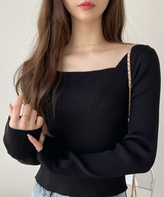 アシンメトリーリブニット（ニット/セーター）｜anuans（アニュアンス