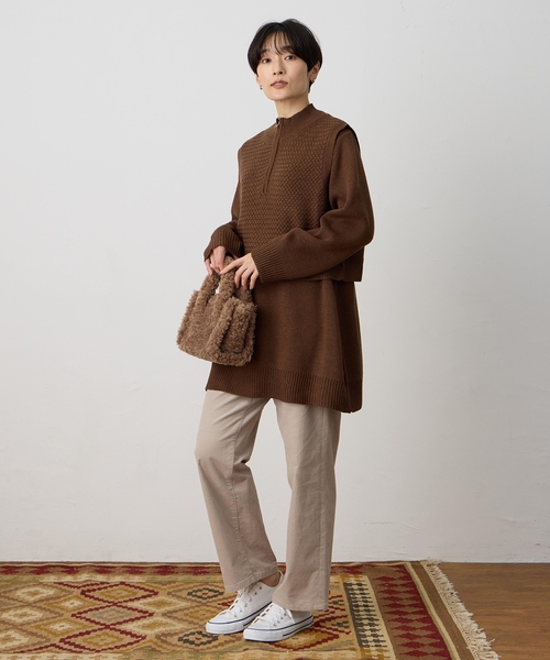 DECOY SINCE 1981(デコイシンスイチキュウハチイチ)の「ベスト付きニットチュニック【セットアイテム・洗える】(ニット/セーター・レディース・ベージュ/ブラウン・M/L/LL)」の10枚目の写真