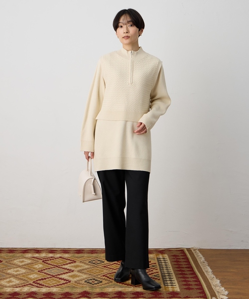 DECOY SINCE 1981(デコイシンスイチキュウハチイチ)の「ベスト付きニットチュニック【セットアイテム・洗える】(ニット/セーター・レディース・ベージュ/ブラウン・M/L/LL)」の11枚目の写真