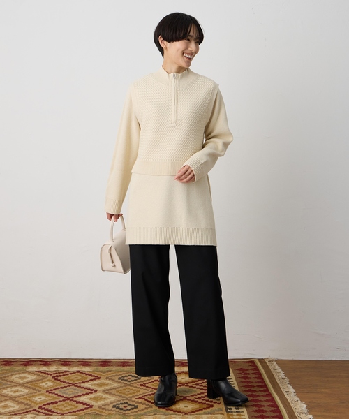 DECOY SINCE 1981(デコイシンスイチキュウハチイチ)の「ベスト付きニットチュニック【セットアイテム・洗える】(ニット/セーター・レディース・ベージュ/ブラウン・M/L/LL)」の12枚目の写真