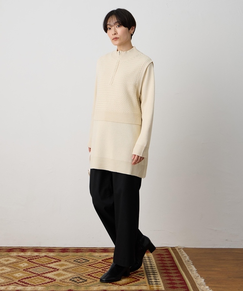 DECOY SINCE 1981(デコイシンスイチキュウハチイチ)の「ベスト付きニットチュニック【セットアイテム・洗える】(ニット/セーター・レディース・ベージュ/ブラウン・M/L/LL)」の13枚目の写真