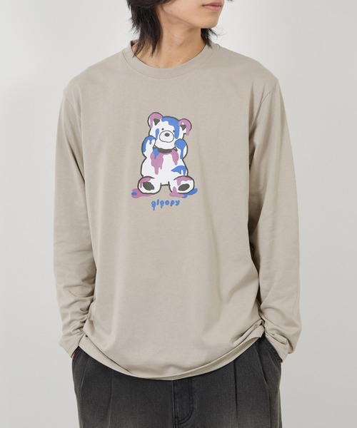 Mac-House（マックハウス）の「【T-GRAPHICS / ティーグラフィックス】ビビットアニマル長袖Ｔシャツ（Tシャツ/カットソー・メンズ・ブラック/グレー/ホワイト/ベージュ/ブルー・S/M/L/XL）」の4枚目の写真