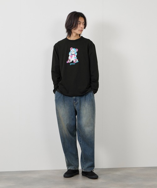 Mac-House（マックハウス）の「【T-GRAPHICS / ティーグラフィックス】ビビットアニマル長袖Ｔシャツ（Tシャツ/カットソー・メンズ・ブラック/グレー/ホワイト/ベージュ/ブルー・S/M/L/XL）」の14枚目の写真