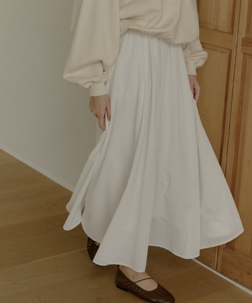 OLUN(オルン)の「soft touch sheer flared skirt/ソフトタッチシアーフレアスカート(スカート・レディース・ブラック/アイボリー・SMALL/X-SMALL/FREE)」の6枚目の写真