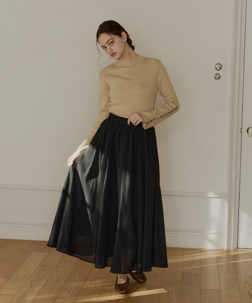 OLUN(オルン)の「soft touch sheer flared skirt/ソフトタッチシアーフレアスカート(スカート・レディース・ブラック/アイボリー・SMALL/X-SMALL/FREE)」の19枚目の写真