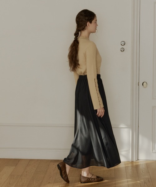 OLUN（オルン）の「soft touch sheer flared skirt/ソフトタッチシアーフレアスカート（スカート・レディース・ブラック/アイボリー・SMALL/X-SMALL/FREE）」の21枚目の写真