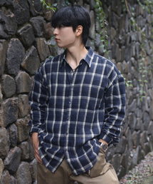 [M~4XL] オールデイベーシックチェックシャツ_ST-07 (ネイビー)