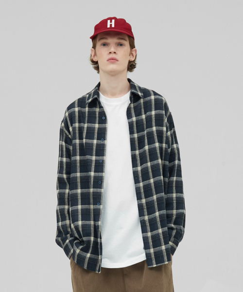 STENDS（ステンズ）の「[M~4XL] オールデイベーシックチェックシャツ_ST-07 (ネイビー)（シャツ/ブラウス・メンズ・その他・MEDIUM/LARGE/X-LARGE/XX-LARGE/XXX-LARGE）」の5枚目の写真