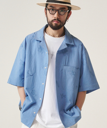 GOSTREET（ゴーストリート）の「Open collar western embroidered shirt in sky blue（シャツ/ブラウス）」