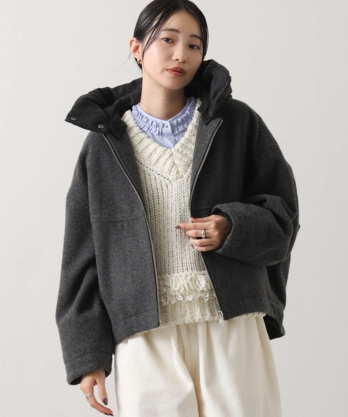 Gready Brilliant(グレディブリリアン)の「フード付ウールショートコート(その他アウター・レディース・トップグレー/チャコールグレー・38)」の10枚目の写真