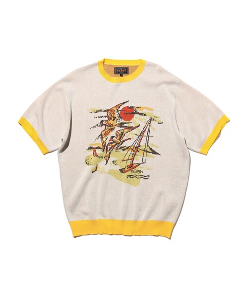 BEAMS PLUS(ビームスプラス)の「Knit Tee Jacquard(Tシャツ/カットソー・メンズ・イエロー/サックスブルー/ワイン・X-LARGE/MEDIUM/SMALL/LARGE)」の2枚目の写真