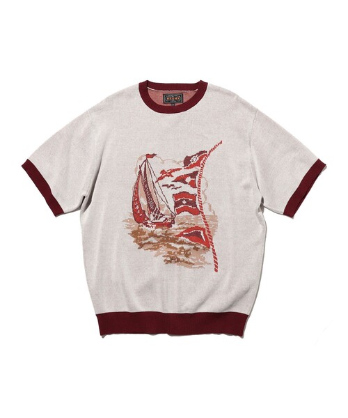 BEAMS PLUS(ビームスプラス)の「Knit Tee Jacquard(Tシャツ/カットソー・メンズ・イエロー/サックスブルー/ワイン・X-LARGE/MEDIUM/SMALL/LARGE)」の5枚目の写真