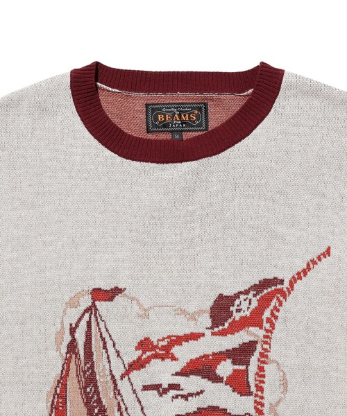 BEAMS PLUS(ビームスプラス)の「Knit Tee Jacquard(Tシャツ/カットソー・メンズ・イエロー/サックスブルー/ワイン・X-LARGE/MEDIUM/SMALL/LARGE)」の6枚目の写真
