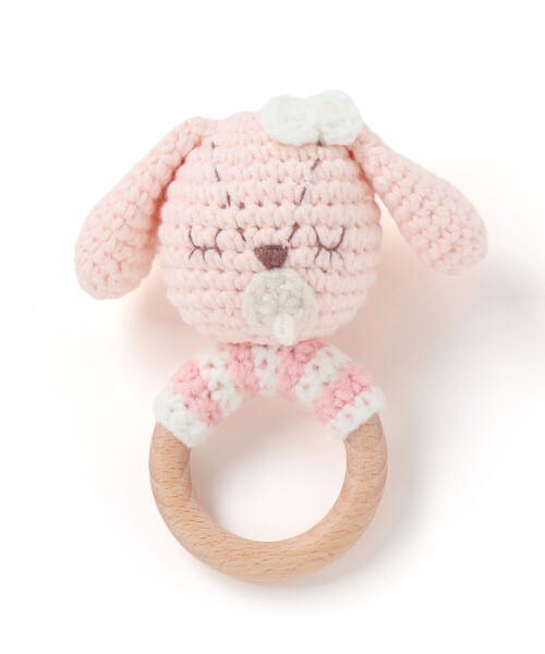 SLAP SLIP BABY（スラップスリップベビー）の「アイスクリームクマウサギアニマル恐竜かぎ編みモチーフ付き歯がためベビー（その他ベビー用品・キッズ・オフホワイト/ベージュ/ピンク/グリーン・FREE）」の4枚目の写真