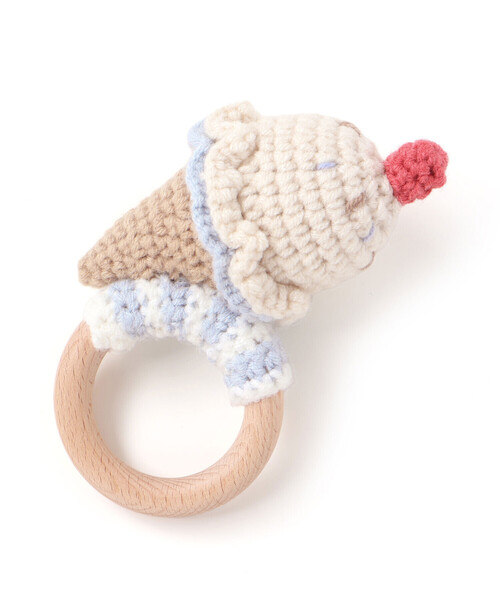 SLAP SLIP BABY（スラップスリップベビー）の「アイスクリームクマウサギアニマル恐竜かぎ編みモチーフ付き歯がためベビー（その他ベビー用品・キッズ・オフホワイト/ベージュ/ピンク/グリーン・FREE）」の21枚目の写真