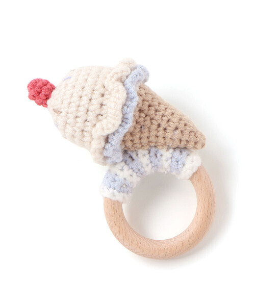 SLAP SLIP BABY（スラップスリップベビー）の「アイスクリームクマウサギアニマル恐竜かぎ編みモチーフ付き歯がためベビー（その他ベビー用品・キッズ・オフホワイト/ベージュ/ピンク/グリーン・FREE）」の20枚目の写真