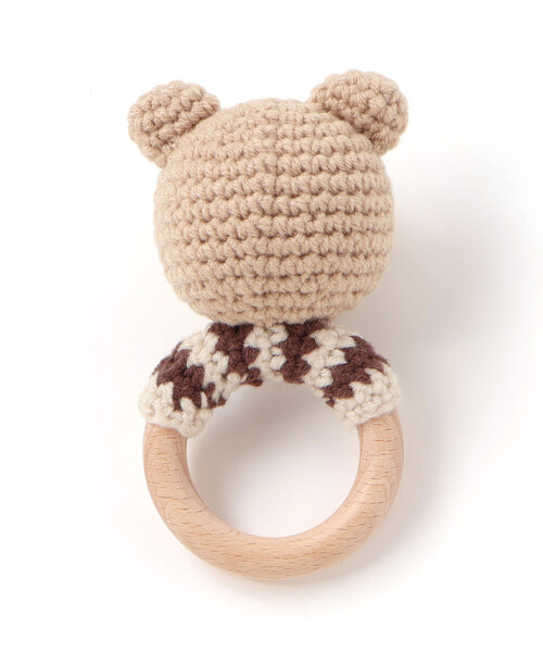 SLAP SLIP BABY（スラップスリップベビー）の「アイスクリームクマウサギアニマル恐竜かぎ編みモチーフ付き歯がためベビー（その他ベビー用品・キッズ・オフホワイト/ベージュ/ピンク/グリーン・FREE）」の5枚目の写真