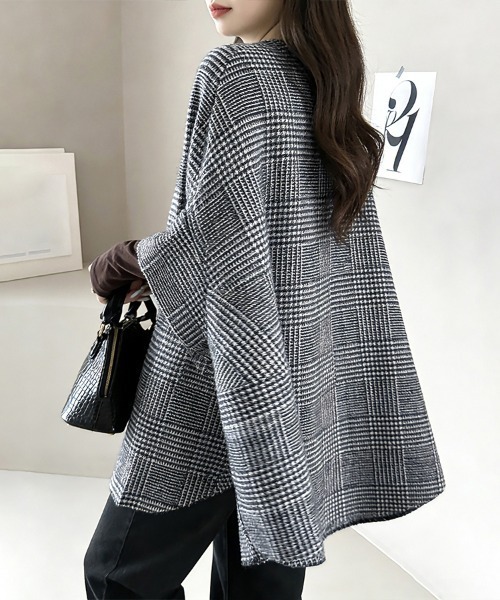 ONEP STAR(ワンピスター)の「千鳥格子柄ケープコート(その他アウター・レディース・ブラック・MEDIUM/LARGE/X-LARGE)」の7枚目の写真