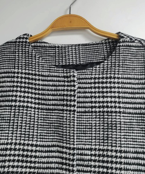 ONEP STAR(ワンピスター)の「千鳥格子柄ケープコート(その他アウター・レディース・ブラック・MEDIUM/LARGE/X-LARGE)」の8枚目の写真