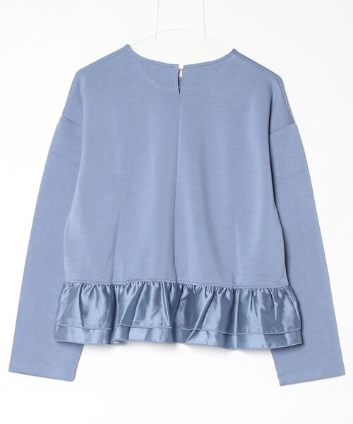 NANO universe（ナノユニバース）の「ダンボールカットサテンペプラムトップス（Tシャツ/カットソー・レディース・ホワイト/ブラック/ブルー・FREE）」の4枚目の写真