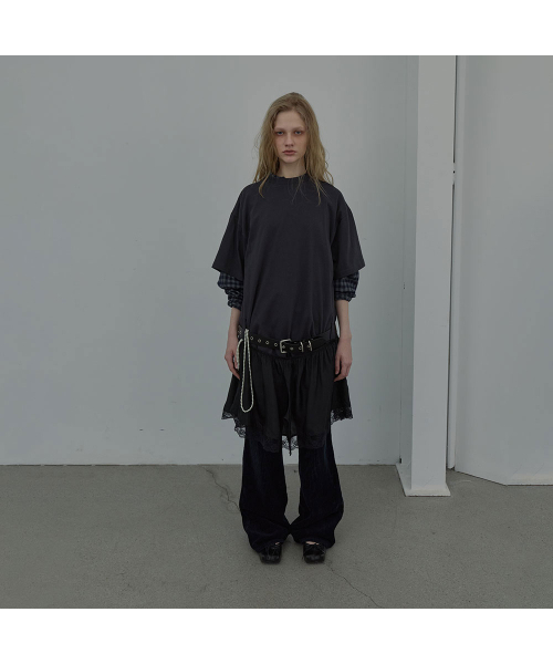 LCDC TM(エルシーディーシーティーエム)の「LACE TRIM JERSEY DRESS (CHARCOAL)(ワンピース・レディース・その他・OS)」の1枚目の写真