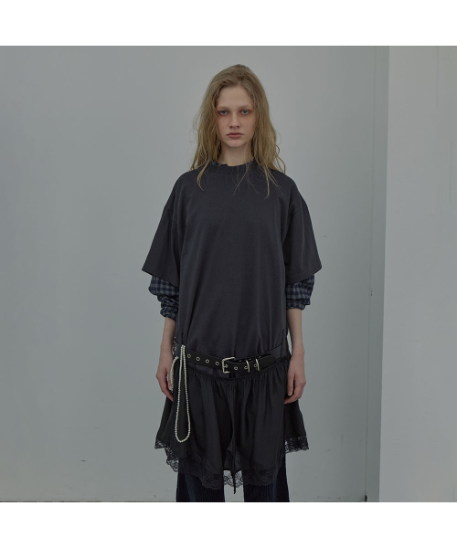 LCDC TM(エルシーディーシーティーエム)の「LACE TRIM JERSEY DRESS (CHARCOAL)(ワンピース・レディース・その他・OS)」の6枚目の写真