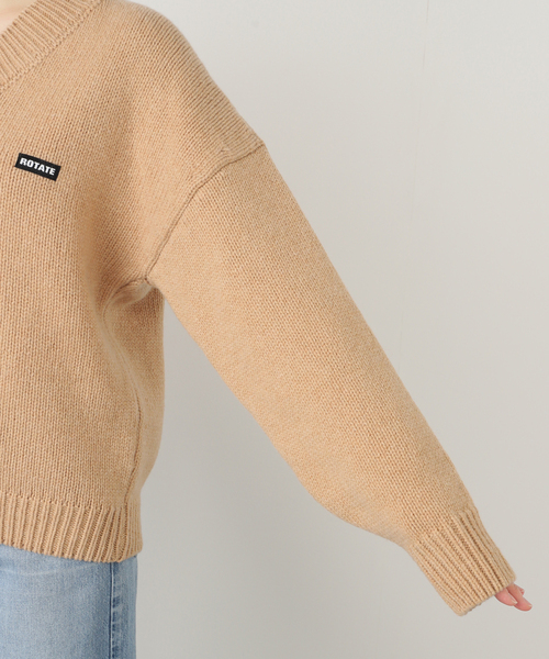 journal standard L'essage（ジャーナルスタンダードレサージュ）の「【ROTATEローテート】 Knit V-Neck Jumper：ニット（ニット/セーター・レディース・ベージュ・X-SMALL）」の6枚目の写真