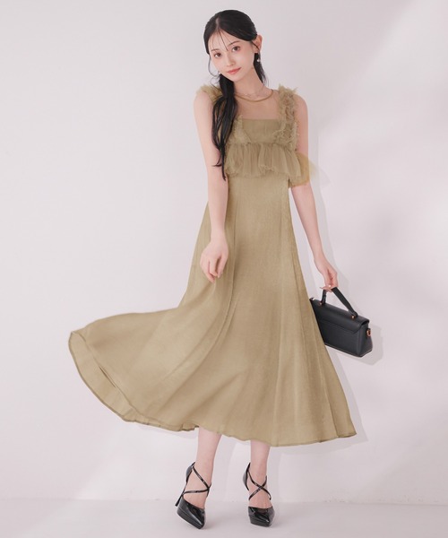 sugar nine(シュガーナイン)の「【ワンピース】ウエストチュールミディアムドレス(ワンピース・レディース・グレー・LARGE/MEDIUM/SMALL)」の1枚目の写真