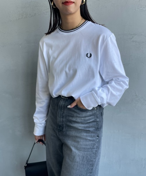 FRED PERRY（フレッドペリー）の「[FRED PERRY/フレッドペリー] ツインティップライン ロングスリーブTシャツ M9602（Tシャツ/カットソー・レディース・ブラック/ホワイト/ネイビー・L/M/S）」の10枚目の写真