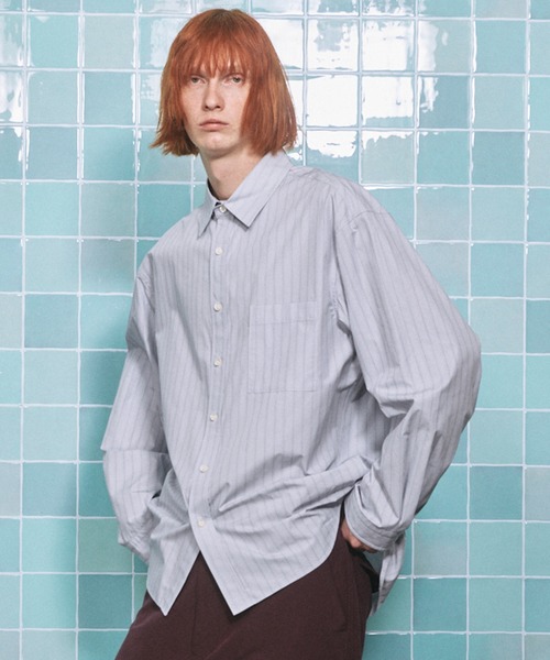 MAISON SPECIAL(メゾンスペシャル)の「《UNISEX》120/2 Suvin Cotton Typewriter Prime-Over Shirt/スビンコットンタイプライタープライムオーバーシャツ【MAISON SPECIAL/メゾンスペシャル】(シャツ/ブラウス・メンズ・ブラック/ライトブルー/サックスブルー/スカイブルー/ホワイト/グレー/ブルー・0/1/2)」の4枚目の写真