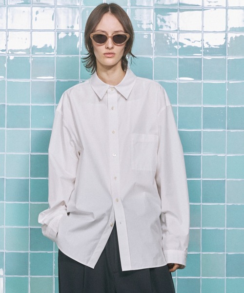 MAISON SPECIAL(メゾンスペシャル)の「《UNISEX》120/2 Suvin Cotton Typewriter Prime-Over Shirt/スビンコットンタイプライタープライムオーバーシャツ【MAISON SPECIAL/メゾンスペシャル】(シャツ/ブラウス・メンズ・ブラック/ライトブルー/サックスブルー/スカイブルー/ホワイト/グレー/ブルー・0/1/2)」の2枚目の写真