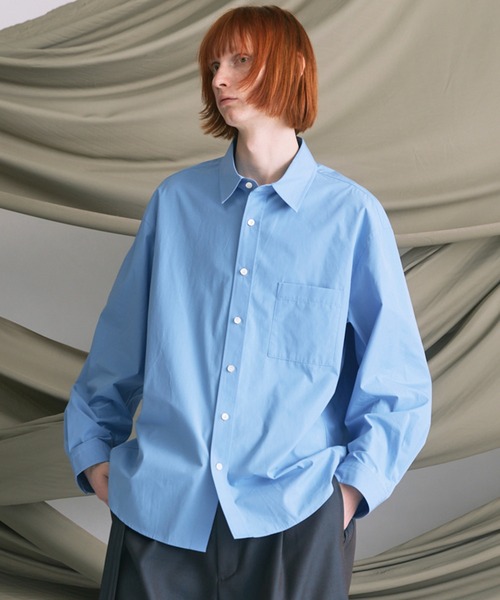 MAISON SPECIAL(メゾンスペシャル)の「《UNISEX》120/2 Suvin Cotton Typewriter Prime-Over Shirt/スビンコットンタイプライタープライムオーバーシャツ【MAISON SPECIAL/メゾンスペシャル】(シャツ/ブラウス・メンズ・ブラック/ライトブルー/サックスブルー/スカイブルー/ホワイト/グレー/ブルー・0/1/2)」の1枚目の写真