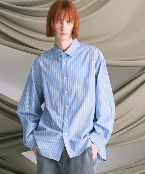 MAISON SPECIAL(メゾンスペシャル)の「《UNISEX》120/2 Suvin Cotton Typewriter Prime-Over Shirt/スビンコットンタイプライタープライムオーバーシャツ【MAISON SPECIAL/メゾンスペシャル】(シャツ/ブラウス・メンズ・ブラック/ライトブルー/サックスブルー/スカイブルー/ホワイト/グレー/ブルー・0/1/2)」の6枚目の写真