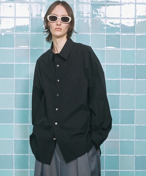 MAISON SPECIAL(メゾンスペシャル)の「《UNISEX》120/2 Suvin Cotton Typewriter Prime-Over Shirt/スビンコットンタイプライタープライムオーバーシャツ【MAISON SPECIAL/メゾンスペシャル】(シャツ/ブラウス・メンズ・ブラック/ライトブルー/サックスブルー/スカイブルー/ホワイト/グレー/ブルー・0/1/2)」の3枚目の写真